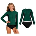 thumbnail image 1 of Girl Rash Guard Girl Bathing Suits 2 Piece Sun Protection Long Sleeve Quick Drying Summer Bathing Suit for Kids 15-16 Years, 1 of 5