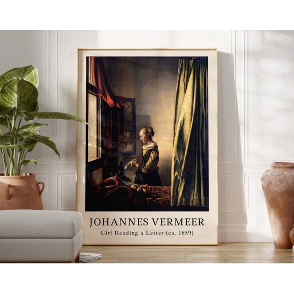 Girl Reading A Letter Wall Art Print, Unframed Paper Poster 24x36in