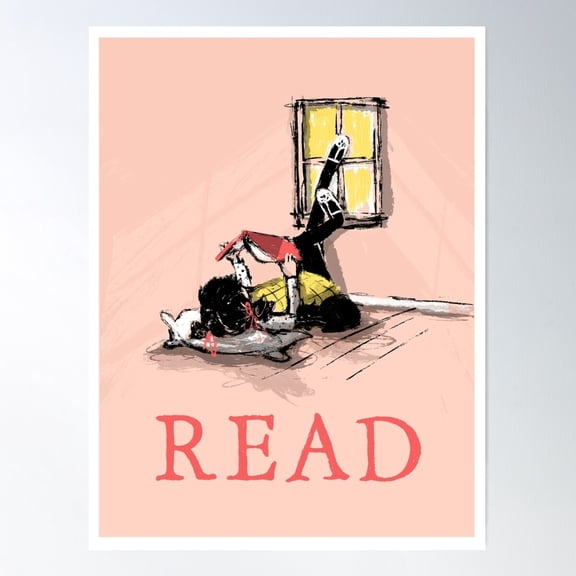 Girl Reading - Read Print Poster Wall Art, Modern Wall Decor For Living Room Bedroom, 8x12 UNFRAMED