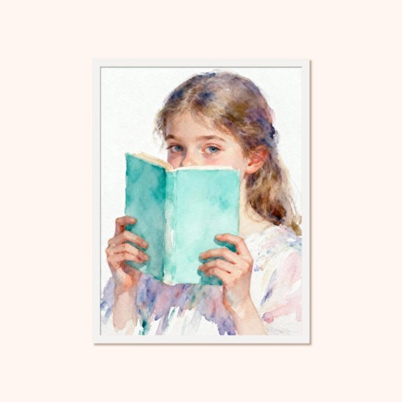 Girl Reading Wall Art, Poster For Room Or Nursery, Unframed Poster Size 24x36