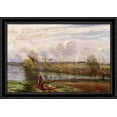 thumbnail image 1 of Girl Reading by the Water 40x28 Large Black Ornate Wood Framed Canvas Art by Camille Corot, 1 of 2