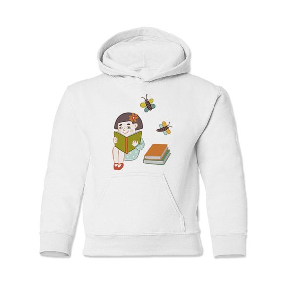 Girl Reads A Book Hoodie Juniors -Image by Shutterstock,  Large