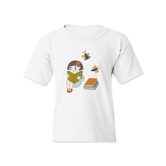 Girl Reads A Book T-Shirt Juniors -Image by Shutterstock, x-Large