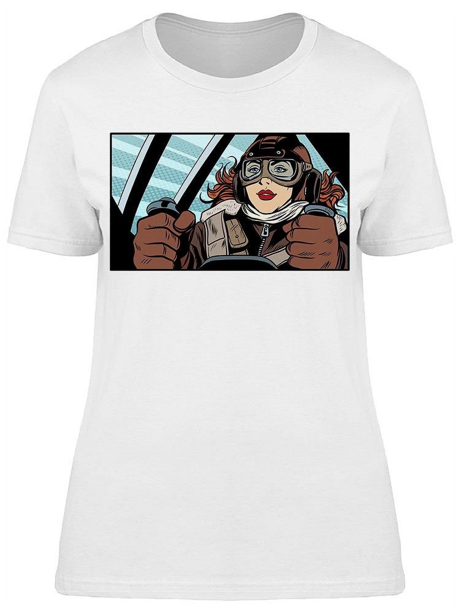 Girl Retro Pilot On The Plane T-Shirt Women -Image by Shutterstock ...