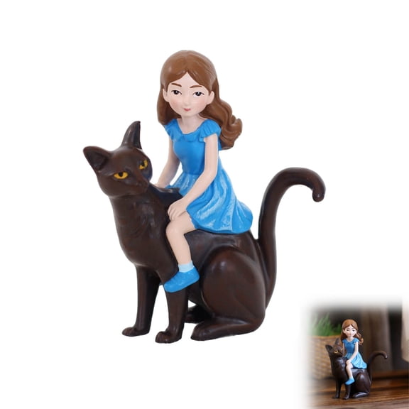Girl Riding Animal Resin Garden Figurine, Fairy Tale Style Durable Decorative Statue, Garden Patio Shelf Decor For Home Display And Gift Collectors