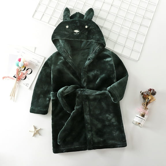 Kids Robes for Girls Kids Baby Boys Girls Cartoon Bathrobes Hooded Warm Flannel Towel Robe Bathrobe Soft Pajamas Sleepwear Kids Spa Robe Youth Robes Girls 1-2 Years