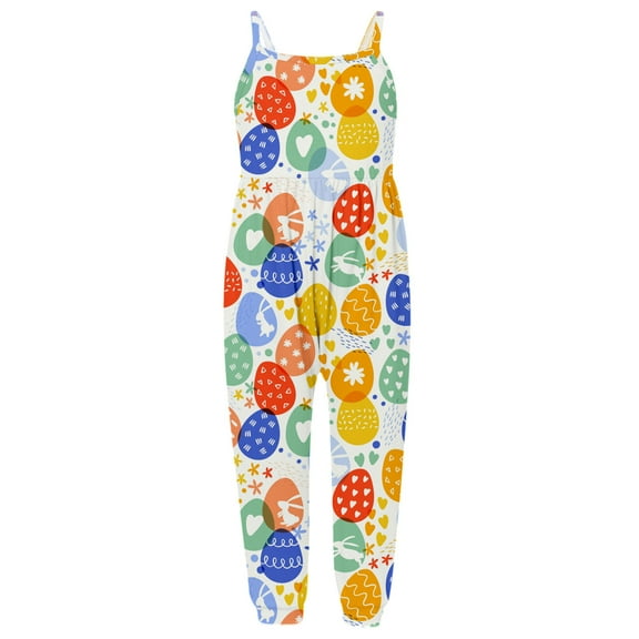 Girl Romper Toddler Baby Girl Casual Easter Prints Jumpsuit Sleeveless Romper Outfits Pants Clothes Children Bodysuit Multicolour 3 Years-4 Years