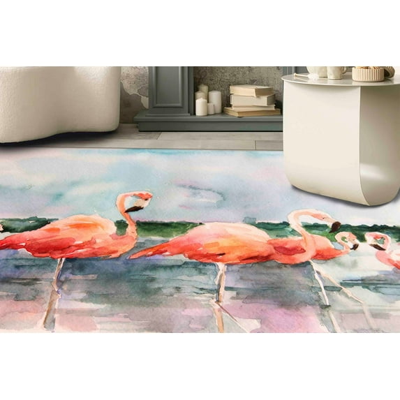 Girl Room Rugs, Colorful Rugs, Soft Rug, Abstract Flamingo Rug, Watercolor Flamingo Painting Rugs, Animal Rug, Thick Rug, Customs Rug, 2'x3' - 60x90 cm