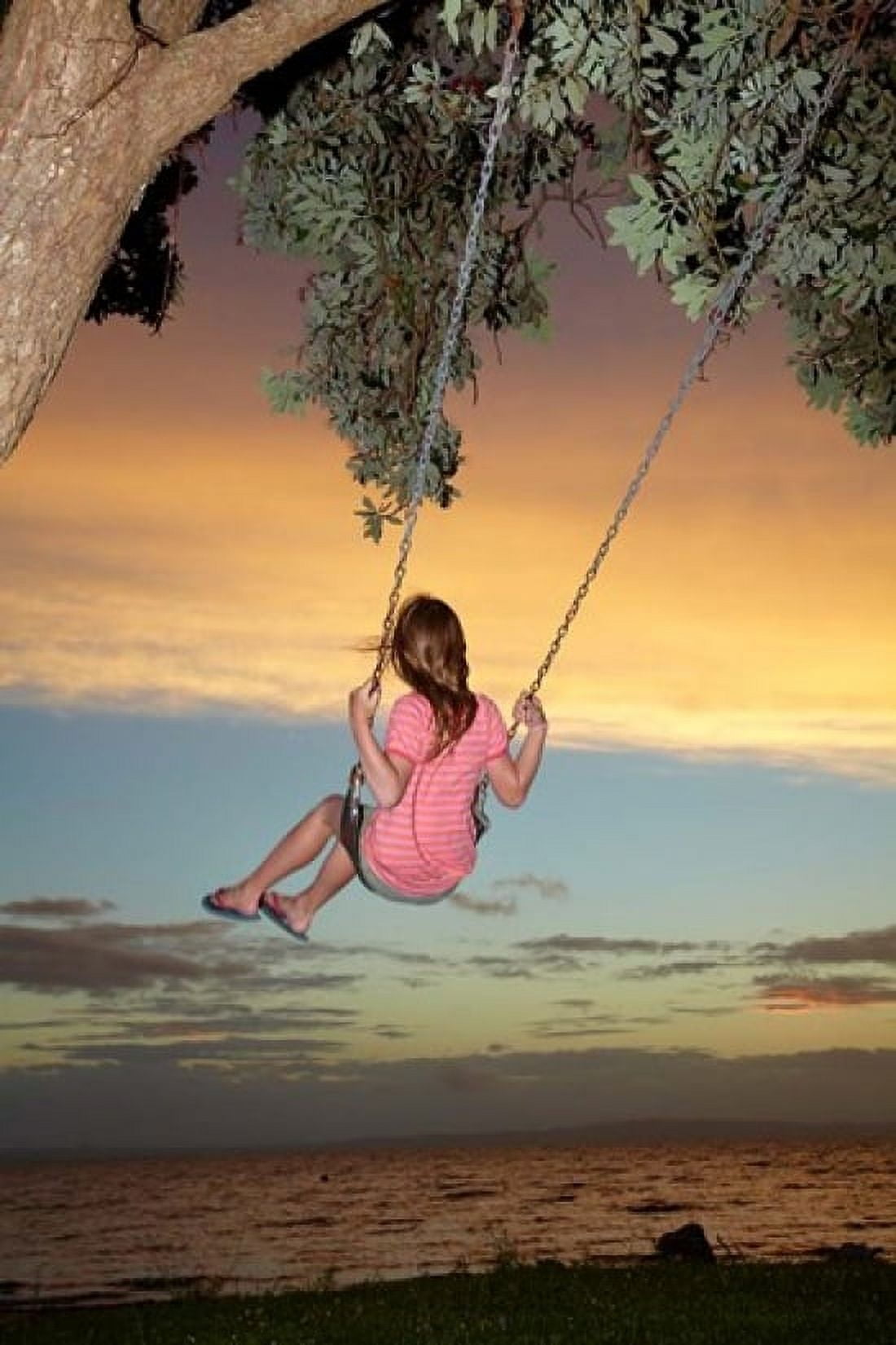 Girl Rope Swing Family Fun Thames New Zealand Canvas Art - David Wall DanitaDelimont (23 x 34)