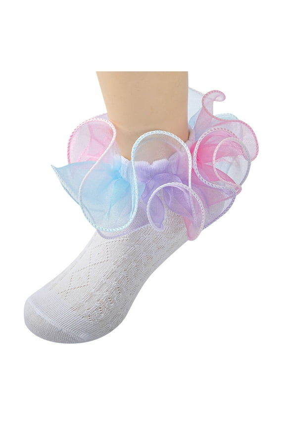 Girl Ruffle Socks 7-8 Years Old Ruffle Socks for Toddler Baby Girls Double Frilly Lace Dress Socks Kids Ankle Tutu Socks Socks 0-3 Months Girls