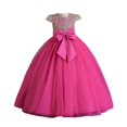 thumbnail image 1 of Girl Ruffle Tiered Tutu Gown Sleeveless Embroidery Lace Princess Dresses with Big Bowknot Party Ball Tulle Pageant Gowns for Wedding, Birthday, Size 5-14T, 1 of 4