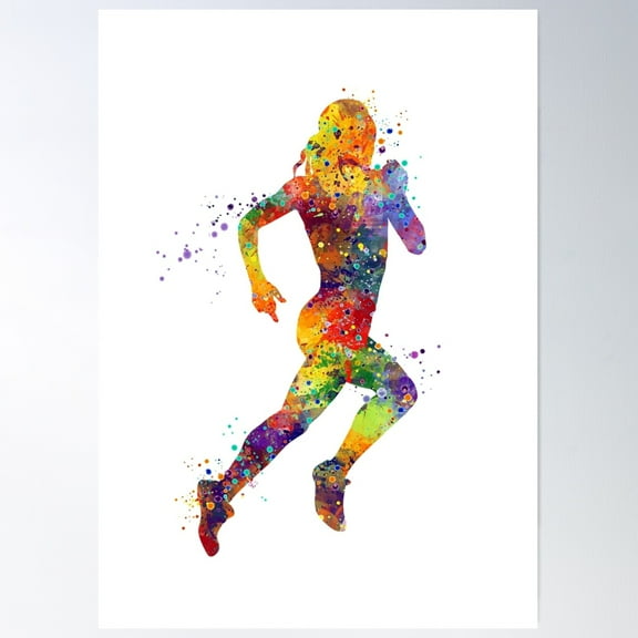 Girl Running Watercolor Poster Wall Art, Modern Wall Decor For Living Room Bedroom, 8x12 UNFRAMED