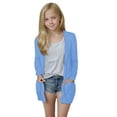 thumbnail image 1 of Girl'S Open Front Cardigan Long Sleeve Knit Sweaters Kids Solid Cute Casual Loose Outerwear Coats with Pockets Blue 9 Years, 1 of 9