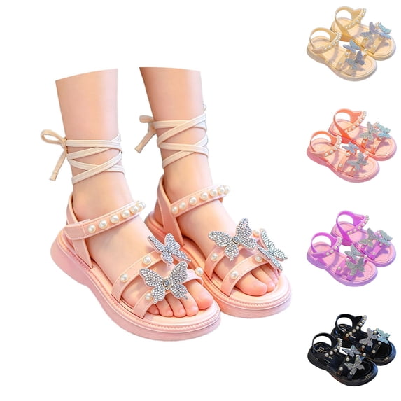 Girl Sandals Open Toe Flats Party Dress Sandals Butterfly Sandals Kids Summer Sandals Size 3-11 Years