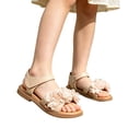 thumbnail image 1 of Girl Sandals withs Flower Embellished, 3D Floral Hook and Loop Flat Shoes, Cute Summer Party Footwear for Graduation Daily Wear, 1 of 4
