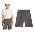 thumbnail image 1 of Girl School Uniform Flat Front Stretch Shorts Grey Uniform Pants Boys Back To School Boys Clothes Size 15-16 Years, 1 of 3