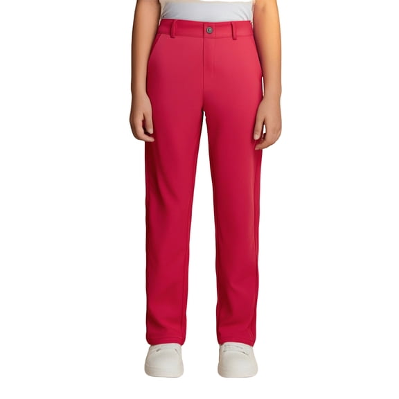 Girl School Uniform Pants Skinny Fit Kids Dress Pants with Pockets Straight Pants Girls Red Pants Back To School Outfits for Teen Girls Kid Cute Clothes for Girls 5-6 Years