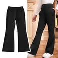 thumbnail image 1 of Girl School Uniform Pants Fit Stretch Pants with Pockets Flare Leg Pants Girls Black Pants Back to School Outfits for Girls Girls Pants Size 11-12 Years, 1 of 6