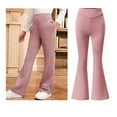 thumbnail image 1 of Girl School Uniform Pants Skinny Fit Stretch Pants with Pockets Flare Leg Pants Girls Pink Uniform Pants Back To School Outfits for Teen Girls Teen Preppy Clothes for Girls 13-14 Years, 1 of 5