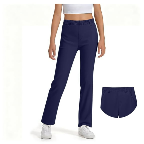 Girl School Uniform Pants Skinny Fit Stretch Pants with Pockets Straight Pants Boys Navy Blue Uniform Pants Back to School Clothes for Teen Girls Teen Tween Girl Clothing 13-14 Years