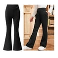 thumbnail image 1 of Girl School Uniform Pants Skinny Pants Stretch Pants with Pockets Flare Leg Pants Black School Pants for Girls Back To School Clothes for Teen Girls Kids Girls Clothes Size 9-10 Years, 1 of 5