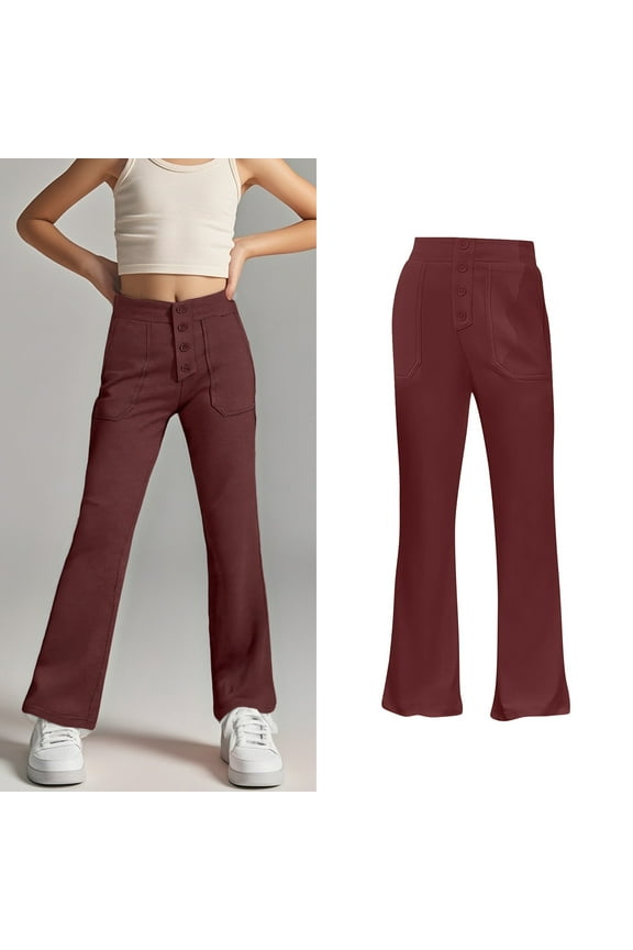 Girl School Uniform Pants Skinny Pants Stretch Pants with Pockets Straight Pants Red School Pants for Girls Back To School Clothes Preppy Clothes 9-10 Years Girls Clothes