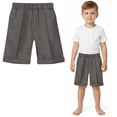 thumbnail image 1 of Girl School Uniform Pleated Front Stretch Preppy School Shorts Kids Boy Grey Shorts Back To School Twill Short 5-6 Years, 1 of 3