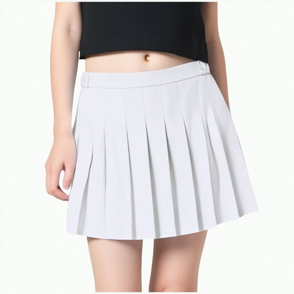 Girl School Uniform Pleated Scooter Skirt with Under Shorts Pull On Elastic Waist Skirt