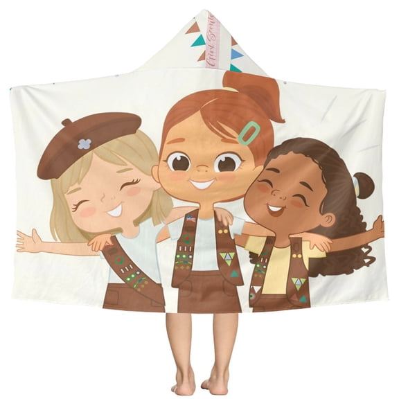 Girl Scout Pattern Beach Poncho - Microfiber - Towel - Kids Lightweight And Practical Essential For Beach Vacation