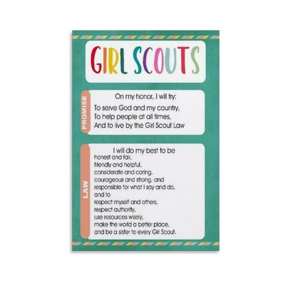 Girl Scout Promise And Law Poster Printing Home Wall Art Decor Print Canvas for Living Room Bedroom Office Gift