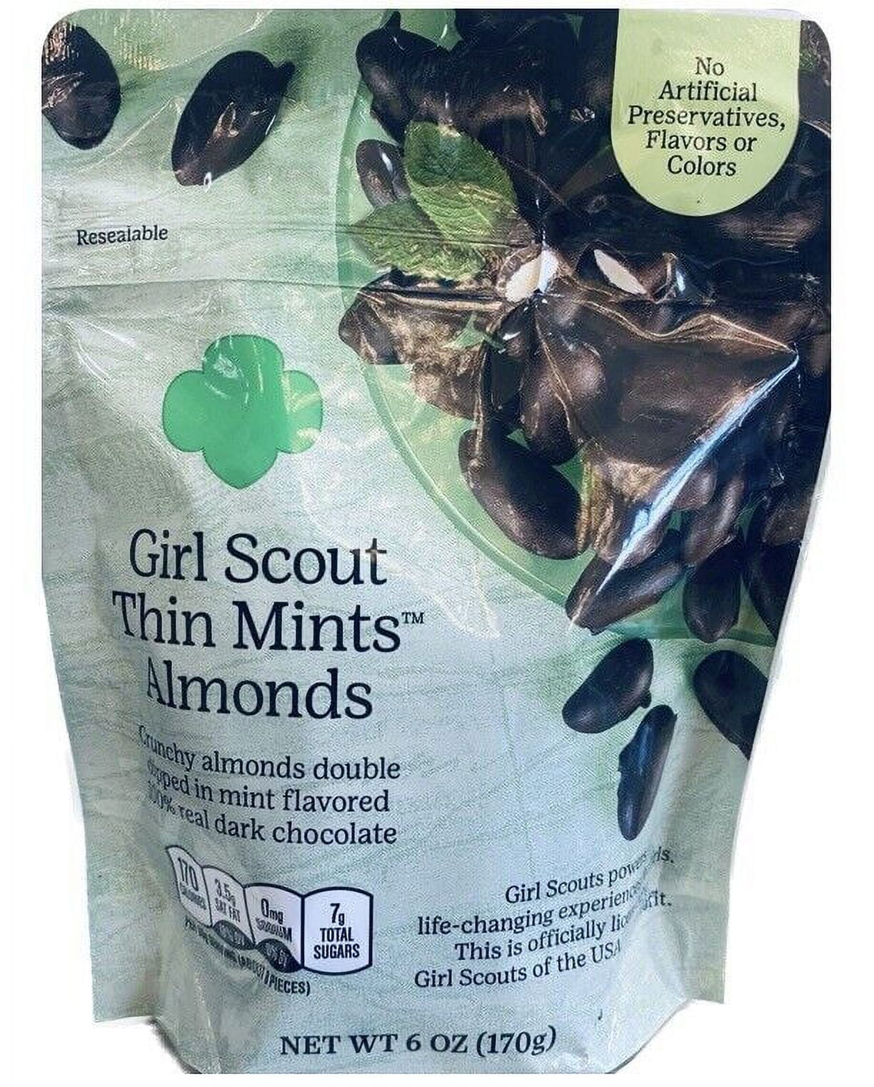 Girl Scout THIN MINTS ALMONDS Double Dipped Mint REAL Dark Chocolate 6 ...