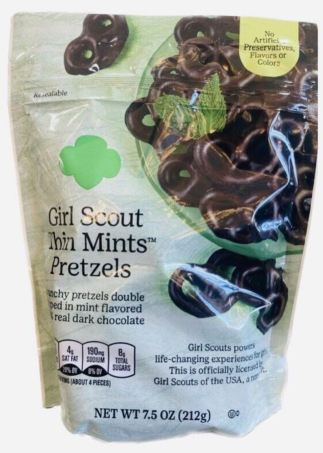 Girl Scout THIN MINTS PRETZELS Double Dipped Mint REAL Dark Chocolate 7 ...