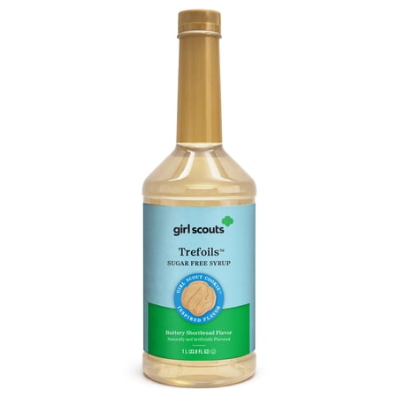 Girl Scouts Trefoils Sugar Free Syrup, Buttery Shortbread Flavor, 1 Liter Bottle