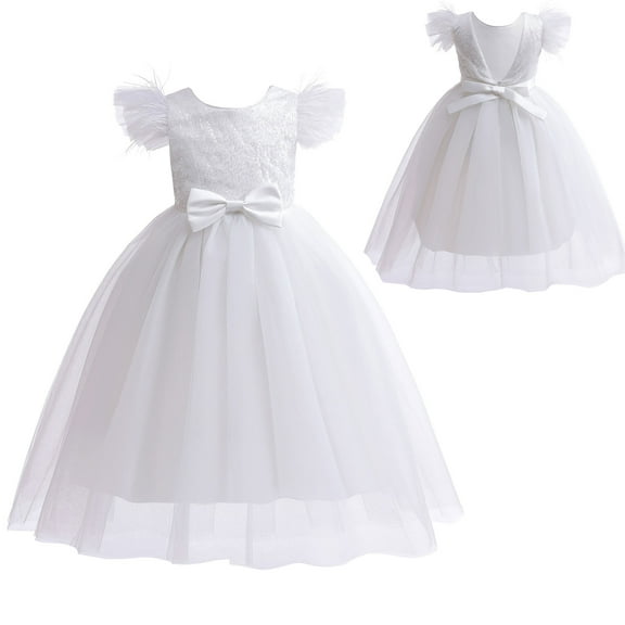 Girl Sequins Backless Dress Wedding Bridesmaid Birthday Gown, Size 3-10Y