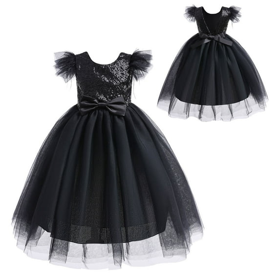 Girl Sequins Backless Dress Wedding Bridesmaid Birthday Gown, Size 3-10Y