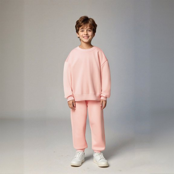 Girl Sets Long Sleeve Solid Crewneck Pink Tracksuit Pullover Sweatshirt and Sweatpants 2 Pcs Fall Clothes Girls Clothing Size 18-24 Months Boys Girls Fashion