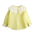 thumbnail image 1 of Girl Shirt Peter Pan Collar with Bowknot Blouse Long Sleeve School Uniform 9-10 Years Yellow, 1 of 5
