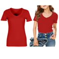 thumbnail image 1 of Girl Shirt V Neck Short Sleeve Ribbed T Shirts for Girls Casual Base Summer T Shirts 9-10 Years, 1 of 4
