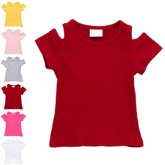 Girl Shirts Crew Neck Short Sleeve Tshirts Soft Casual Clothes for Girls 2-3 Years