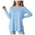 thumbnail image 1 of Girl Shirts Girls Size 10 Clothes Girls Long Sleeve Shirts Kids Curve Hem Side Slit Soft Tunic Tops T-Shirts Light Blue 4-5 Years, 1 of 5