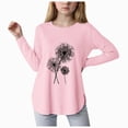 thumbnail image 1 of Girl Shirts Long Sleeve T Shirt Curve Hem Clothes for Girls Side Slit Breathable Lightweight Travel School Pink 9-10 Years, 1 of 4