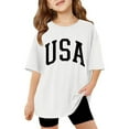 thumbnail image 1 of Girl Shirts Size 10-12 Clearance Letter Printed Short Sleeve T Shirts Oversized Tops Casual Crewneck Basic Tees,White,13-14 Years, 1 of 6