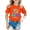 thumbnail image 1 of Girl Shirts Size 10-12 Letter Print Preppy 100 Days Of School Short Sleeves T Shirt Loose Girl's Clothing Pullover Tops Orange,4-5 Years, 1 of 4
