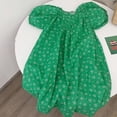 thumbnail image 1 of Girl Short Puff Sleeve Dress Summer Pleat Cotton Dress, 1 of 5