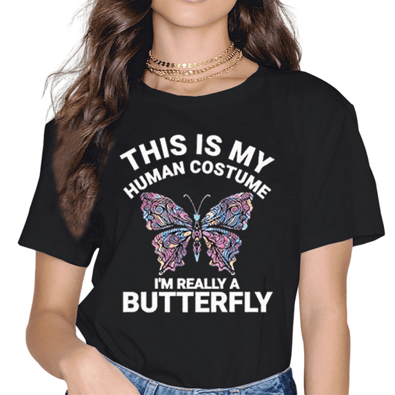 Girl Short Sleeve T-shirt I'M REALLY A BUTTERFLY Printed Women Tshirt Casual Funny T Shirt female Harajuku Tee Women Tops
