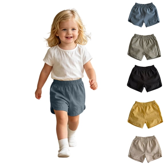 Girl Shorts Blue High Waist Straight Leg Causal Summer Clothes Essentials Shorts2-3 Years