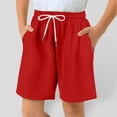 thumbnail image 1 of Girl Shorts Loose Fit Red Shorts Elastic Waist Girls School Uniform Pants 4-5 Years, 1 of 4