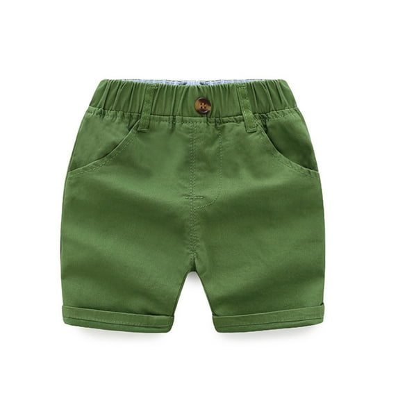 Girl Shorts Pull on Green Shorts Elastic Uniform Shirts for Girls 4-5 Years