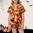 thumbnail image 1 of Girl Silk Pajamas Set Button Down Homewear Set Girls' Fashion Pajamas Set Halloween prints Tween Pajamas 10-11 Years, 1 of 4
