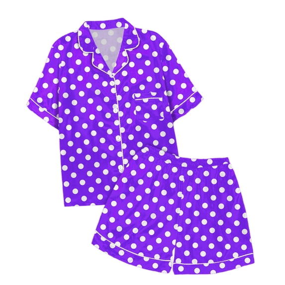 Girl Silk Pajamas Set,Polka Dot Design Girls's Pajama Set Button Down Tops Set 2 PC Toddler Pajamas Nightgown Girl Pjs Size 2-3 Years
